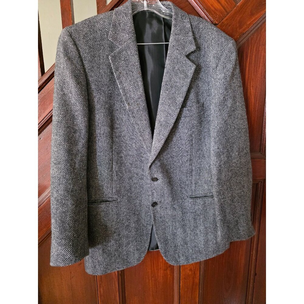 John Weitz Classic Herringbone Wool Blazer Made In England 42